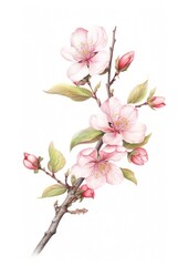 Obraz premium Sakura branch illustration botanical blossom.