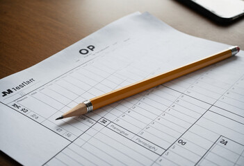 Photo a Pencil on a Planning Sheet on a Desk in a Office