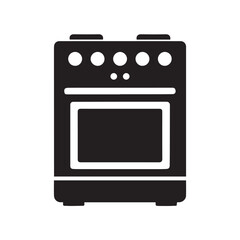 Obraz premium Oven silhouette black and white vector icon