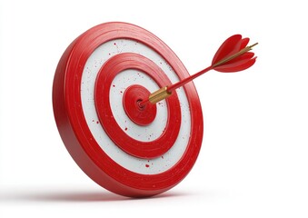 Red dart hitting the bullseye