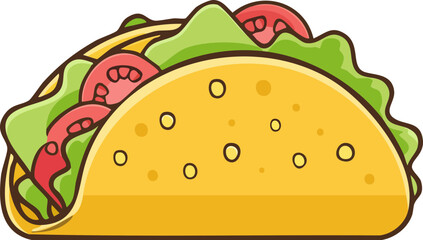 Vector Illustration of Delicious Taco Mexico Mexican, Cut Out Cartoon