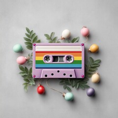 Rainbow Pride Cassette Tape 3D Illustration