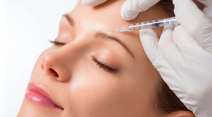 An Asian woman undergoes a professional cosmetic injection, symbolizing modern approaches to wrinkle reduction and skin tightening.