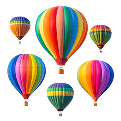Fototapeta premium Collection of colorful hot air balloons isolated on transparent background