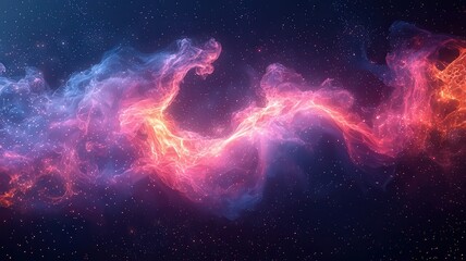 Fototapeta premium Vibrant cosmic nebula with swirling pink and blue gaes, set against a starry bckdrop, perfect for space-hemed designs and inspiratonal projects.