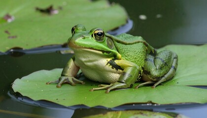 Here's a prompt tailored for generating a **cute, large green frog sitting on a lily pad**:

---

**Prompt:**

> 