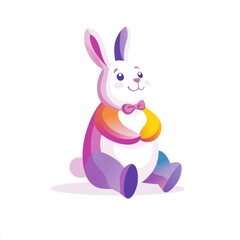 Obraz premium Cute and Playful Rabbit Mascot Logo in Vibrant Pastel Colors with Minimalist Flat Design Style Isolated on Clean White Background Friendly Animal Character Suitable for Branding Graphic Design