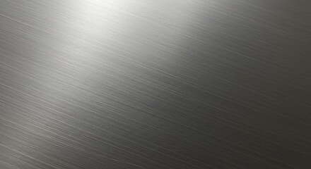 Brushed metal texture background with diagonal light reflections and subtle shine