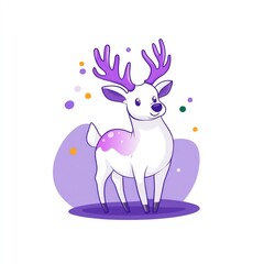 Naklejka premium Whimsical and Magical Deer Mascot Logo with Glowing Ethereal Antlers Silhouetted Against a Clean White Background Ideal for Branding Packaging or Fantasy Themed Designs
