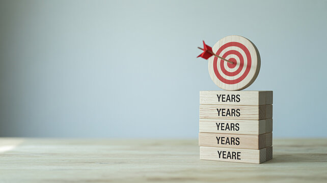 Years target goal achievement success concept long term planning and business strategy development vision
