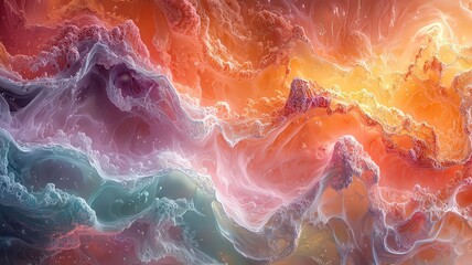 Vibrant cosmic abstract with swirling colors and ethreal textures, evoking a snse of wonder and exploraton in a dreamlike universe