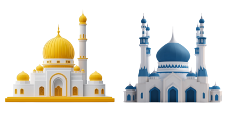 3d mosque on transparent background, cutout, ramadan kareem