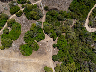 Aerial view of a prehistoric site in Sardinia