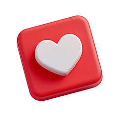 3d Heart social media icon on transparent background