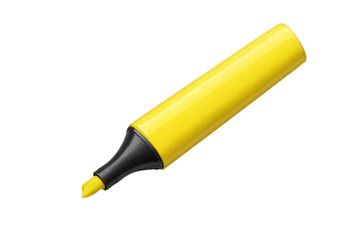 Bright yellow highlighter pen on a clean white background ideal for note-taking and studying