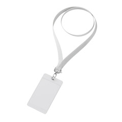 Fototapeta premium white id card with ribbon on transparent background, cutout