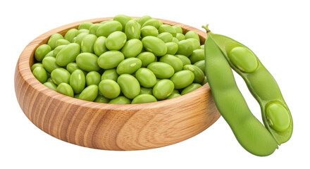 Isolated Soybeans in a Wooden Bowl