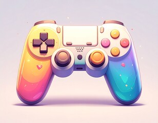 Vibrant, stylized video game controller