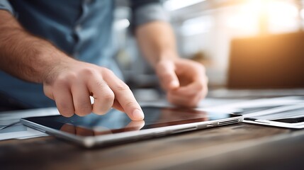 Digital marketing strategist planning ad campaigns in office environment with tablet and notes