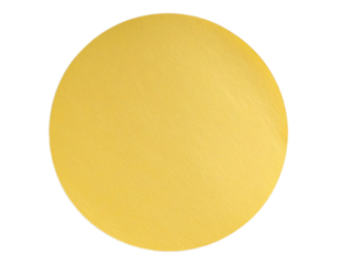 Blank round yellow paper sticker isolated on transparent background