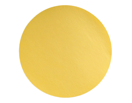 Blank round yellow paper sticker isolated on transparent background