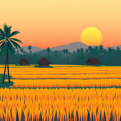 wheat field at sunset