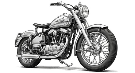 Fototapeta premium Captivating monochrome hand-drawn artwork of a classic vintage motorcycle