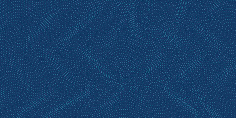 Dark blue halftone dotted abstract background, big data pattern, technology or futuristic visualization, waveform dot texture, music backdrop. ,Beautiful movement with glowing blurred particles.