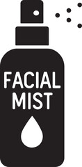 Facial mist spray silhouette vector, ideal for beauty, skincare, cosmetic packaging, and salon design.