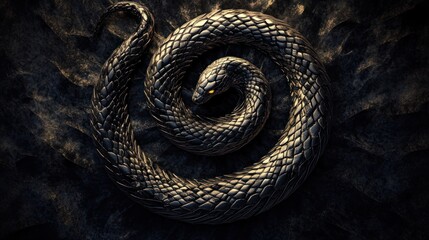 Fototapeta premium Dark Serpent's Coil: A Digital Masterpiece