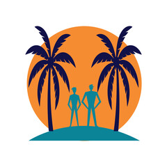 Tropical Sunset T-Shirt Design | Palm Trees & Beach Vibes Minimal Graphic