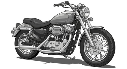 Fototapeta premium Detailed grayscale illustration of a classic vintage motorcycle design