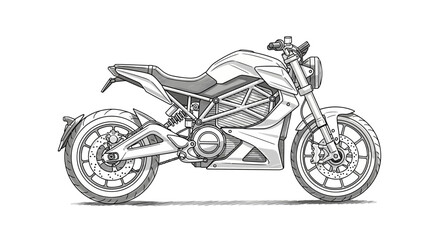 Obraz premium Detailed illustration of a modern motorbike with intricate line work design