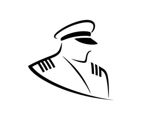 Boat charter captain logo. Mustache bearded sailor icon. Maritime skipper emblem. Vintage nautical seafarer symbol. Vector illustration.
