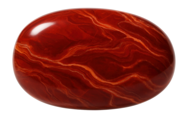 Polished red jasper with swirling patterns of deep crimson and lighter veins