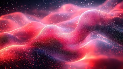 Vibrant abstract waves of pink and purple light, creting a dynamic and etherea atmosphere, perfect for tch, art, or wellness theme.