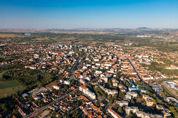 Obrenovac - Panoramic Aerial view of Serbian city and Kolubara and Sava river