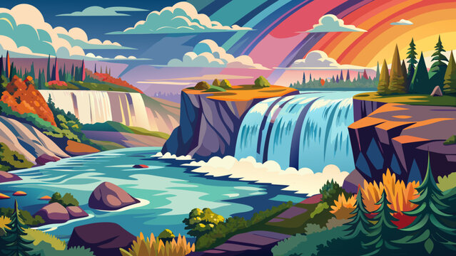 The Niagara Falls on the Canada–USA border thunder dramatically into deep gorges, a breathtaking natural wonder framed by mist, rainbows, and scenic landscapes admired worldwide.