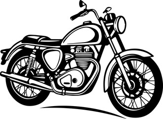 Fototapeta premium Classic Vintage Motorcycle - Black and White Vector Illustration