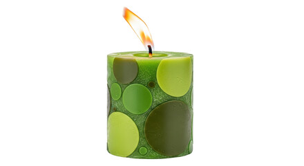 Isolated Green Candle with Polka Dots