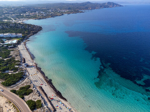 Aerial view of Zia Culumba and Levante beach in Capo Testa