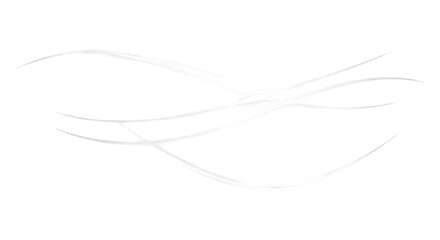 Abstract white light trails forming a dynamic curved pattern isolated on transparent background