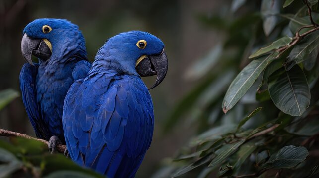 Arara Blue. Beautiful Macaw Bird in Natural Blue Habitat