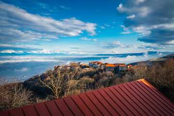Houses seen in the distance in Sighnaghi Valley