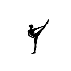 Elegant female dancer silhouette vector for logo design, illustrating grace, flexibility, and artistic concept, perfect for branding a studio or performance art identity