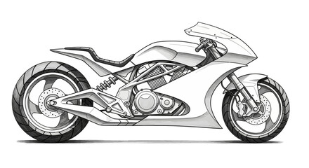 Obraz premium Sleek motorcycle illustration showcasing modern design and technical detail