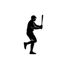 Silhouette Vector for Logo of a Baseball Player in Action, Striking a Pose