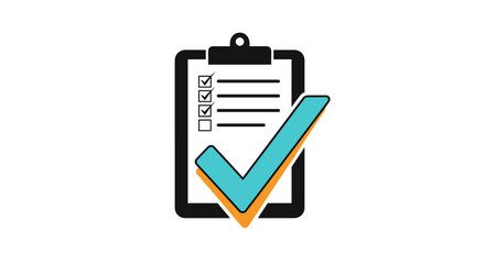 Completed checklist task with a large teal checkmark symbol indicating success and achievement