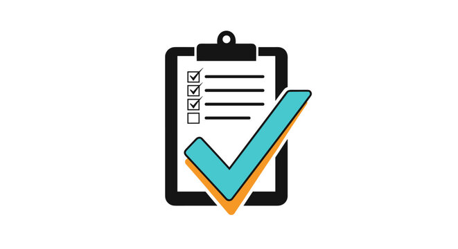 Completed checklist task with a large teal checkmark symbol indicating success and achievement