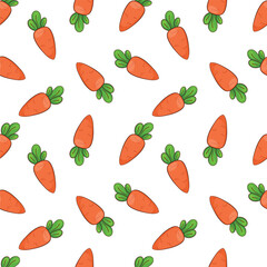 Seamless pattern with fresh, bright carrots, illustration for children's designs, and the concept of agriculture